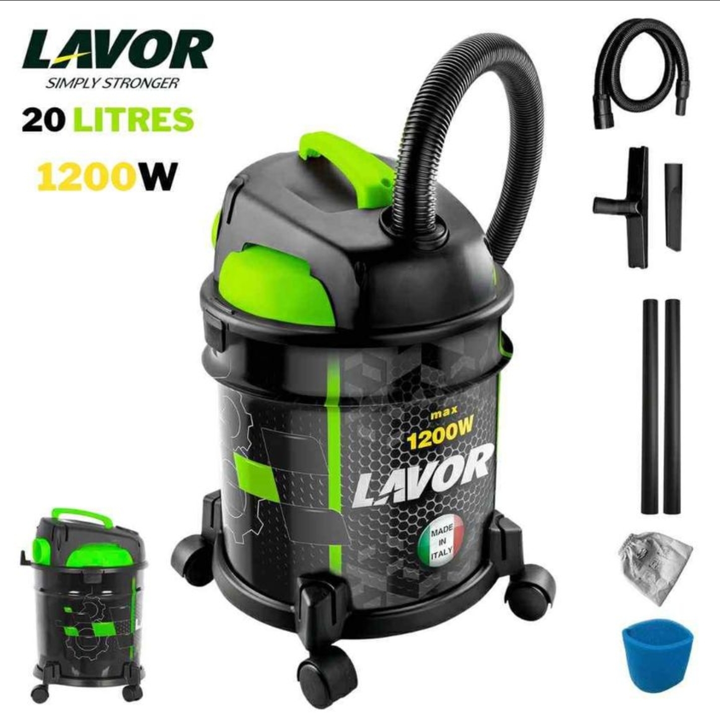 Aspirateur lavor italy 20 litre 1200w eau poussier