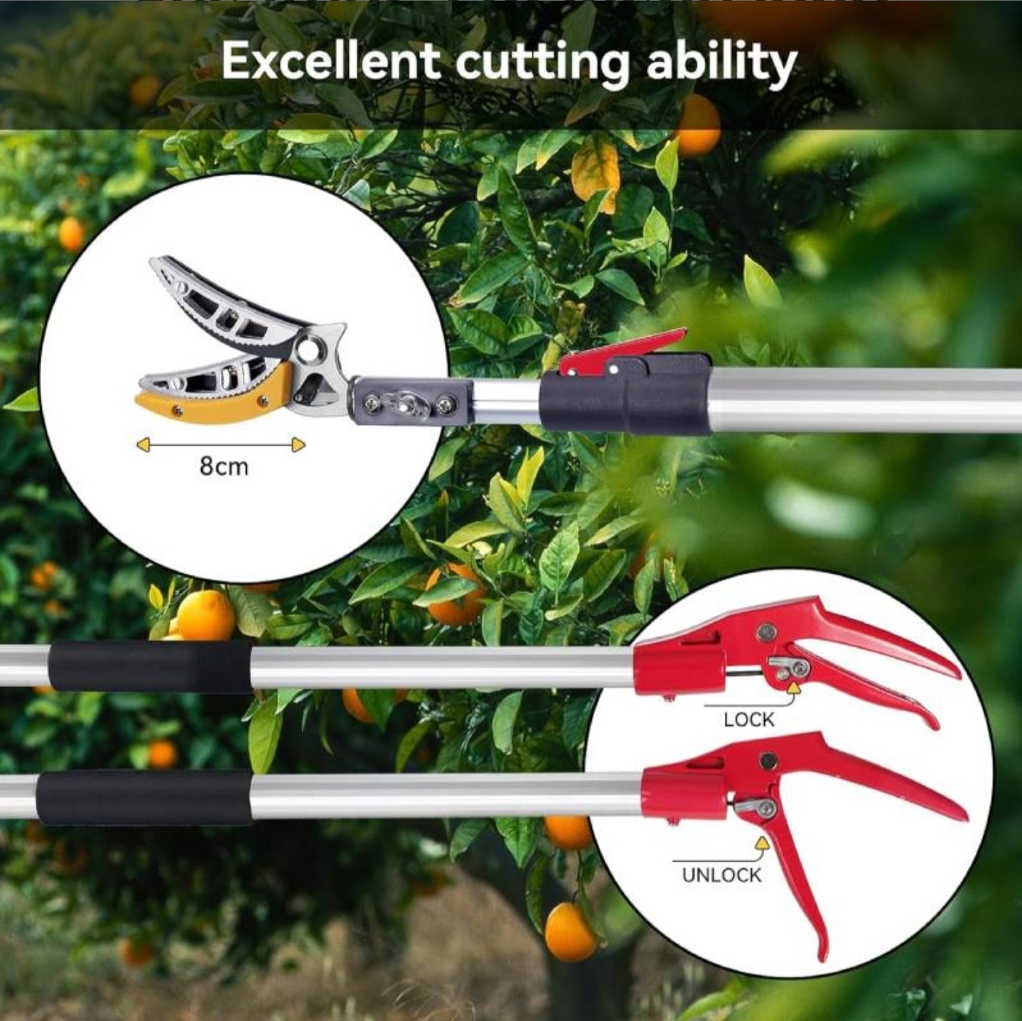 Sécateur a manche long extensible avec scie 3m - Image 4