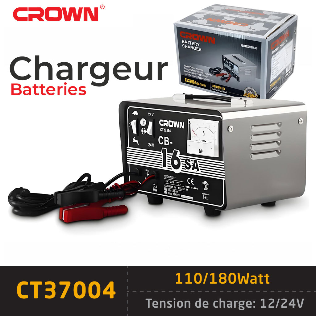 Chargeur De Batterie 12-24V 180W CROWN CT37004