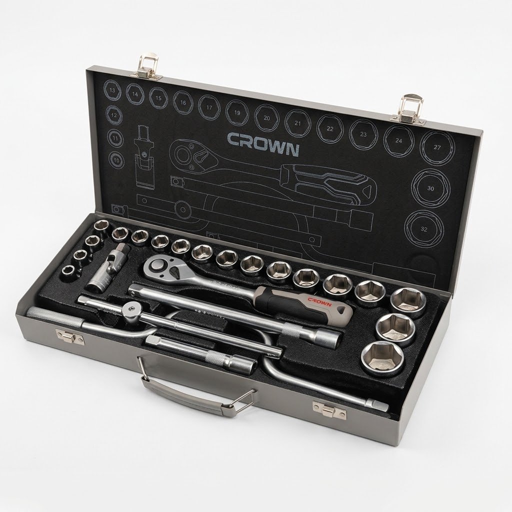 Coffret clés à cliquet 1/2″ 24 pièces CROWN CPHSW-XA24