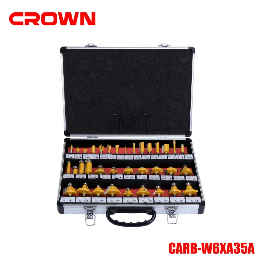 Jeu de 35 fraises de défonceuse Crown CARB-W6XA35A
