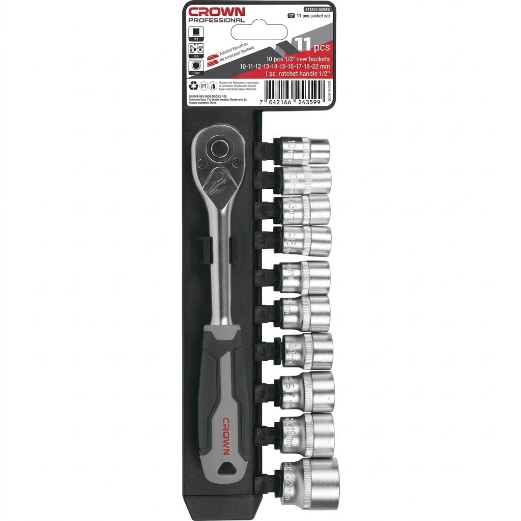 Jeu de 12 clés à douille 1/2" CROWN CPHSW-RXA12