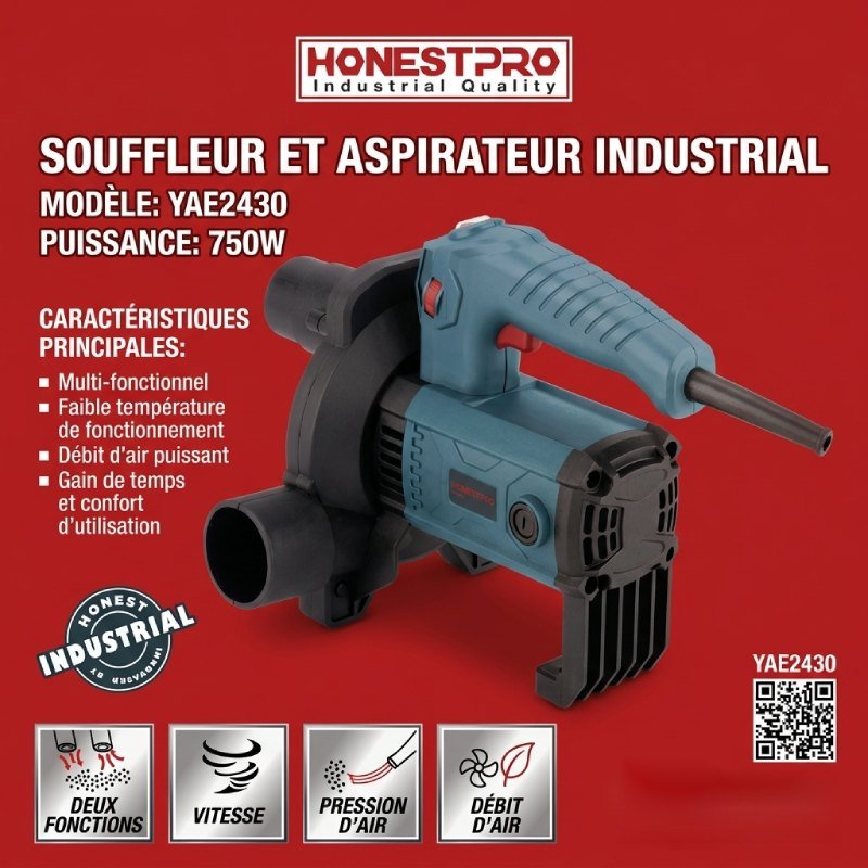 Aspirateur Souffleur 750W HONESTPRO YAE2430 - الصورة 3