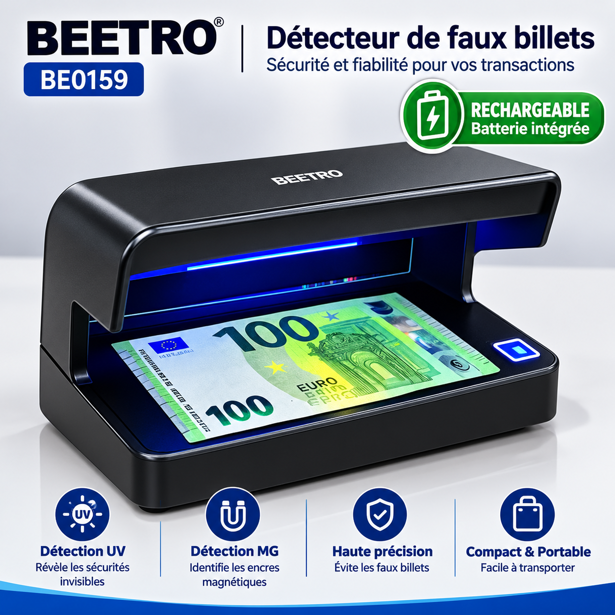 PACK COMPTEUSE BEETRO BE0148 ET SCANNER DE FAUX BILLET UV BE0159 - الصورة 2