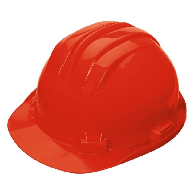 Casque de chantier en polyéthylène rouge