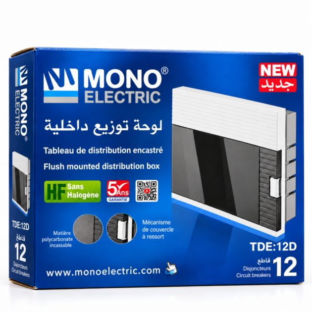 Tableau de Distribution Encastré MONO ELECTRIC 12 Disjoncteurs TDE-12D