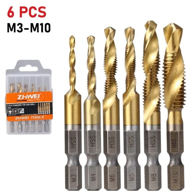 Kit de 6Pcs mèche taraud M3-M10 embout 6mm ZHWEI ZHW-16